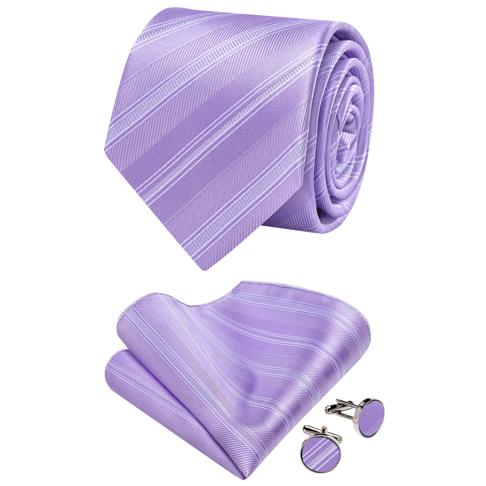 GentCrest Purple Striped Tie Hanky Cufflinks Set - Image 1