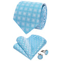GentCrest Blue Plaid Tie Hanky Cufflinks Set - Image 1
