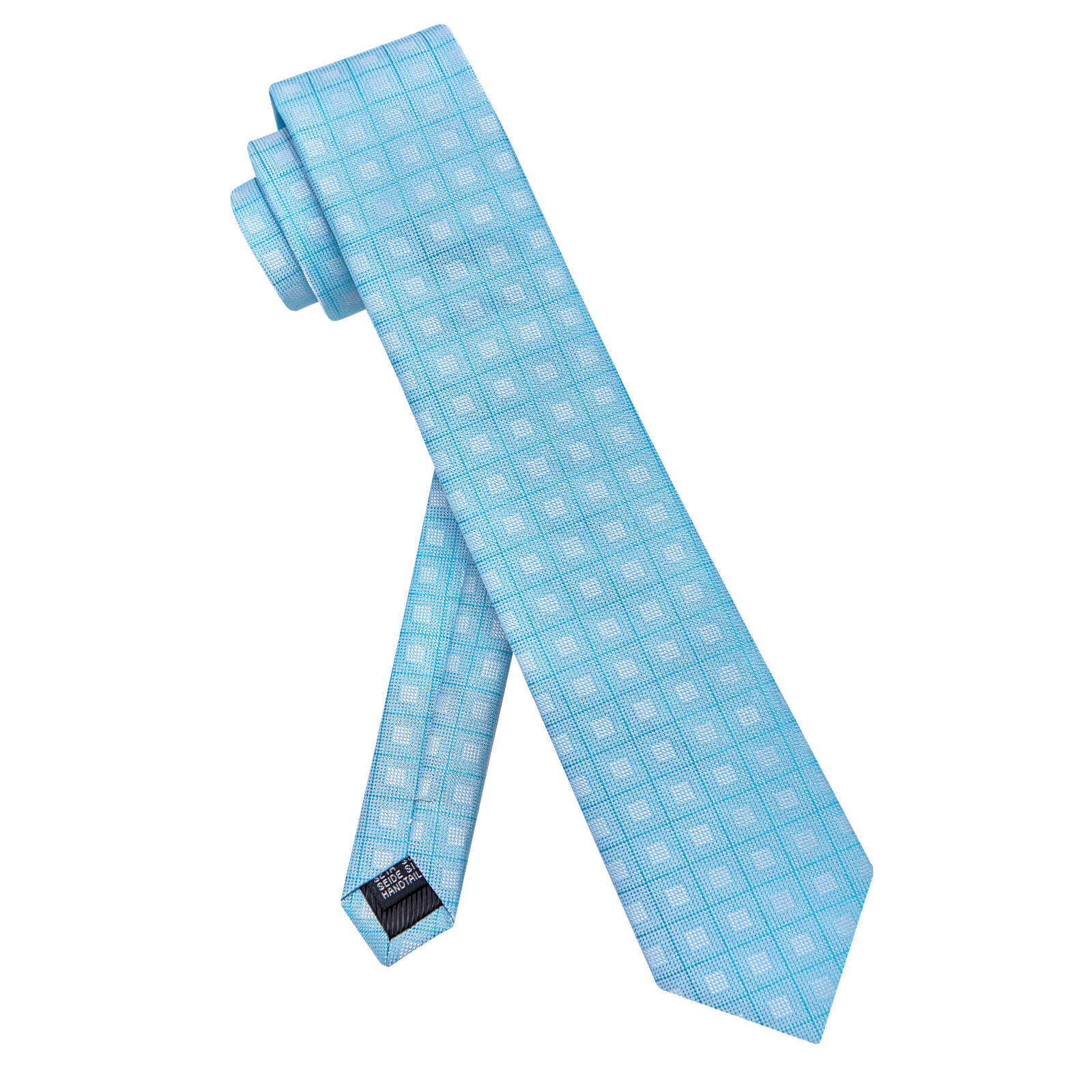 GentCrest Blue Plaid Tie Hanky Cufflinks Set - Image 4