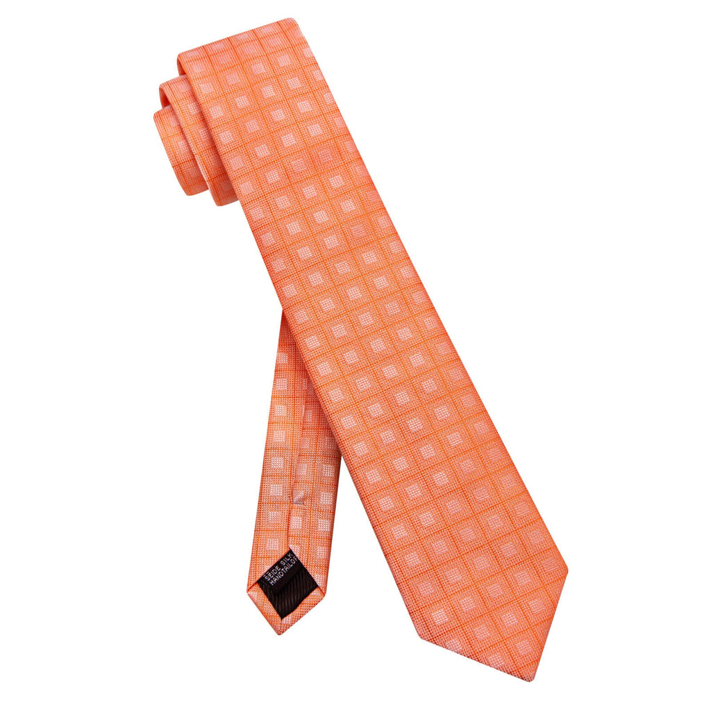 GentCrest Orange Plaid Tie Hanky Cufflinks Set - Image 4