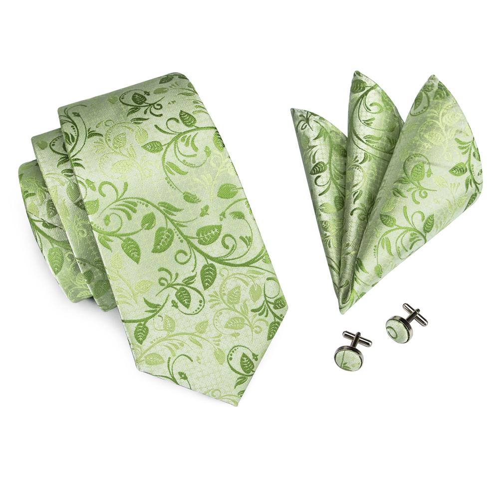 GentCrest Green Floral Tie Hanky Cufflinks Set - Image 3
