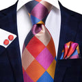 GentCrest Blue Plaid Tie Hanky Cufflinks Set - Image 1