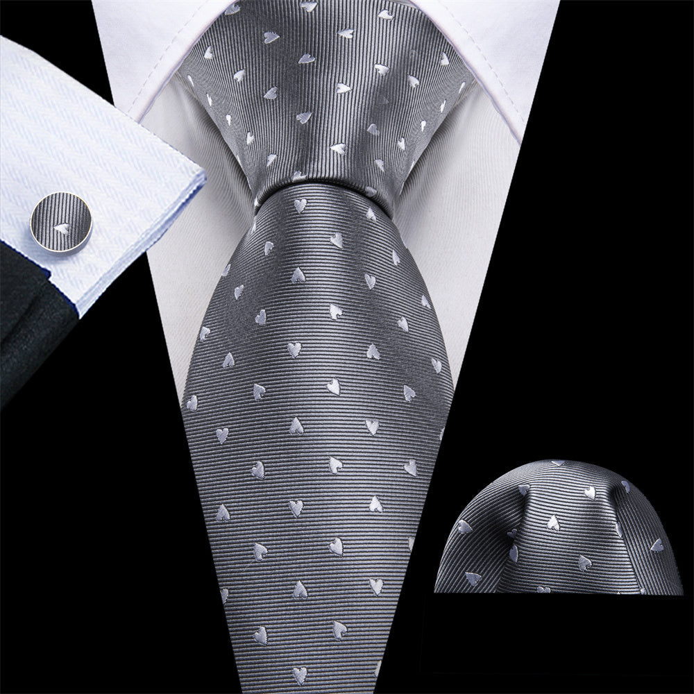 GentCrest Grey Geometric Tie Hanky Cufflinks Set - Image 1