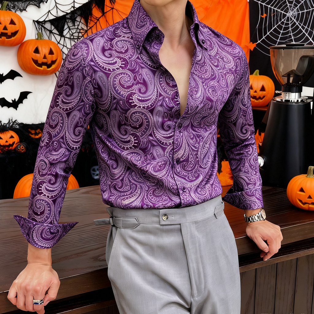 GentCrest Purple Paisley Shirt - Image 1