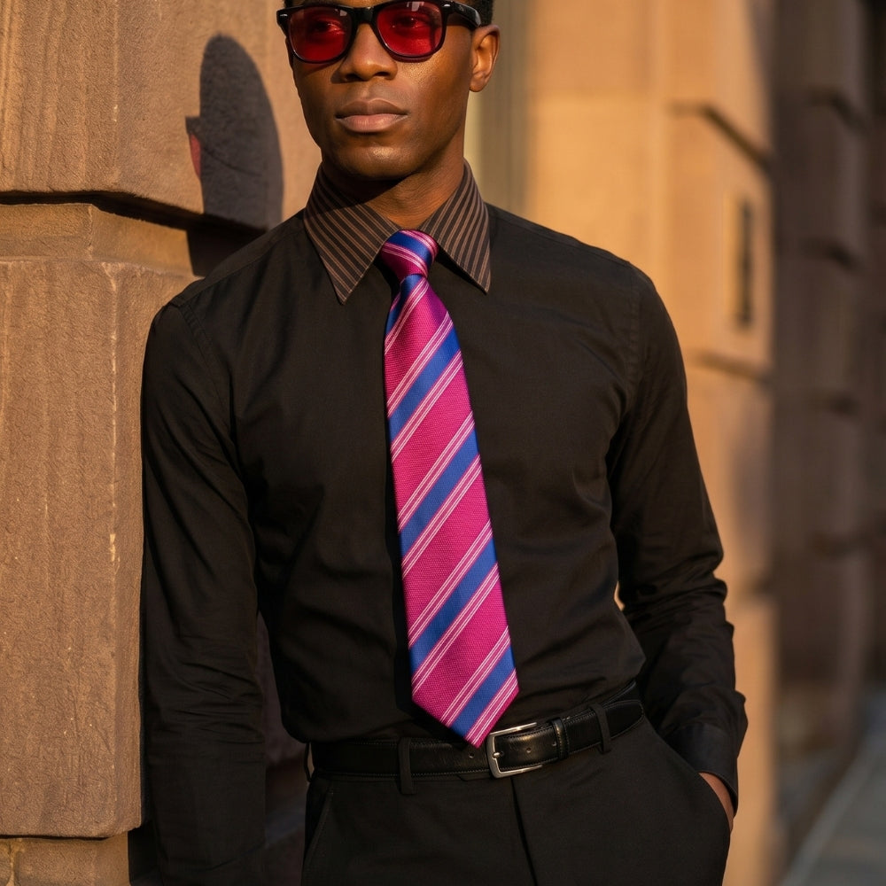 GentCrest Pink Striped Tie Hanky Cufflinks Set - Image 3