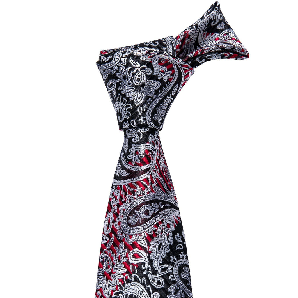 GentCrest Black Paisley Tie Hanky Cufflinks Set - Image 5