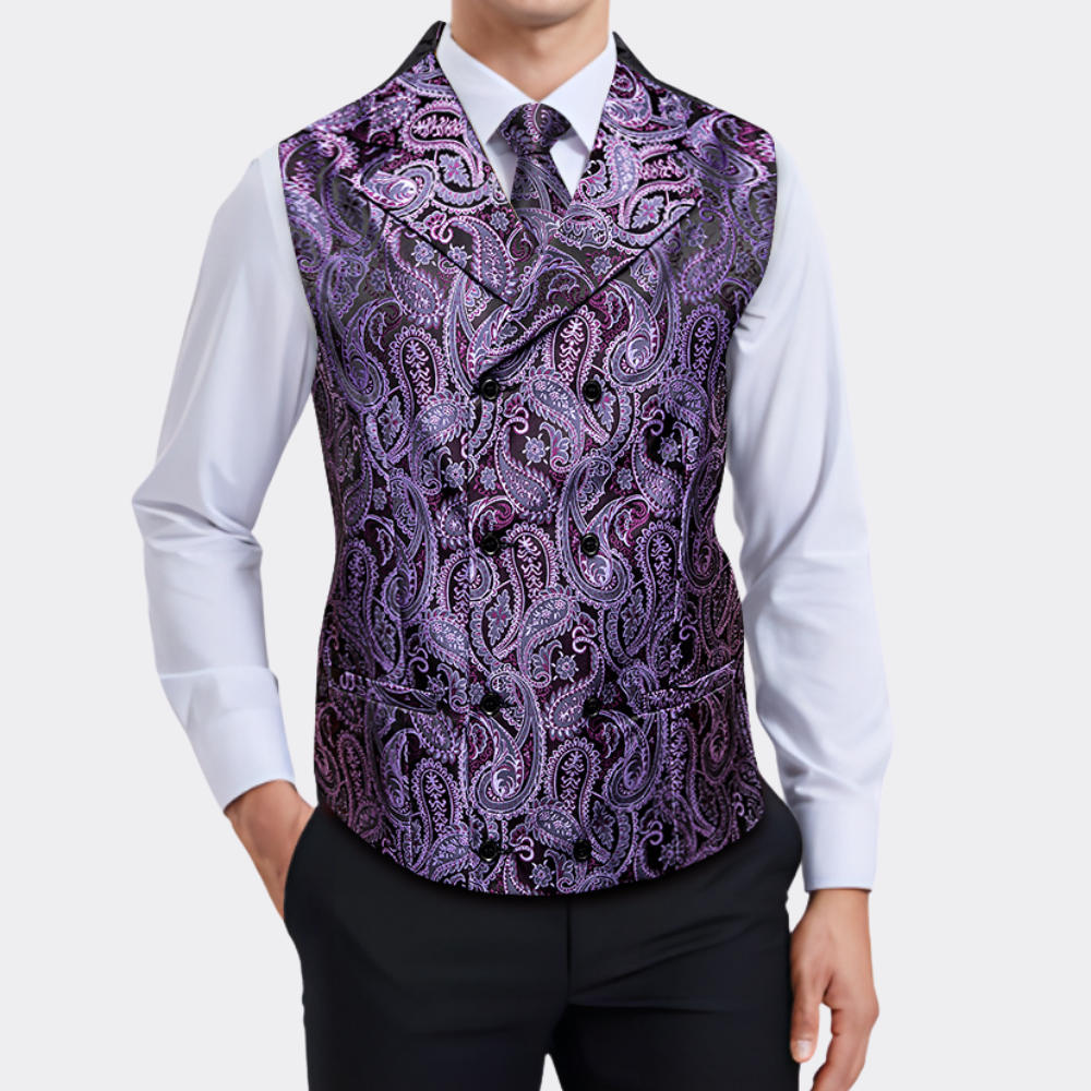 GentCrest Purple Paisley Vest Set - Image 2