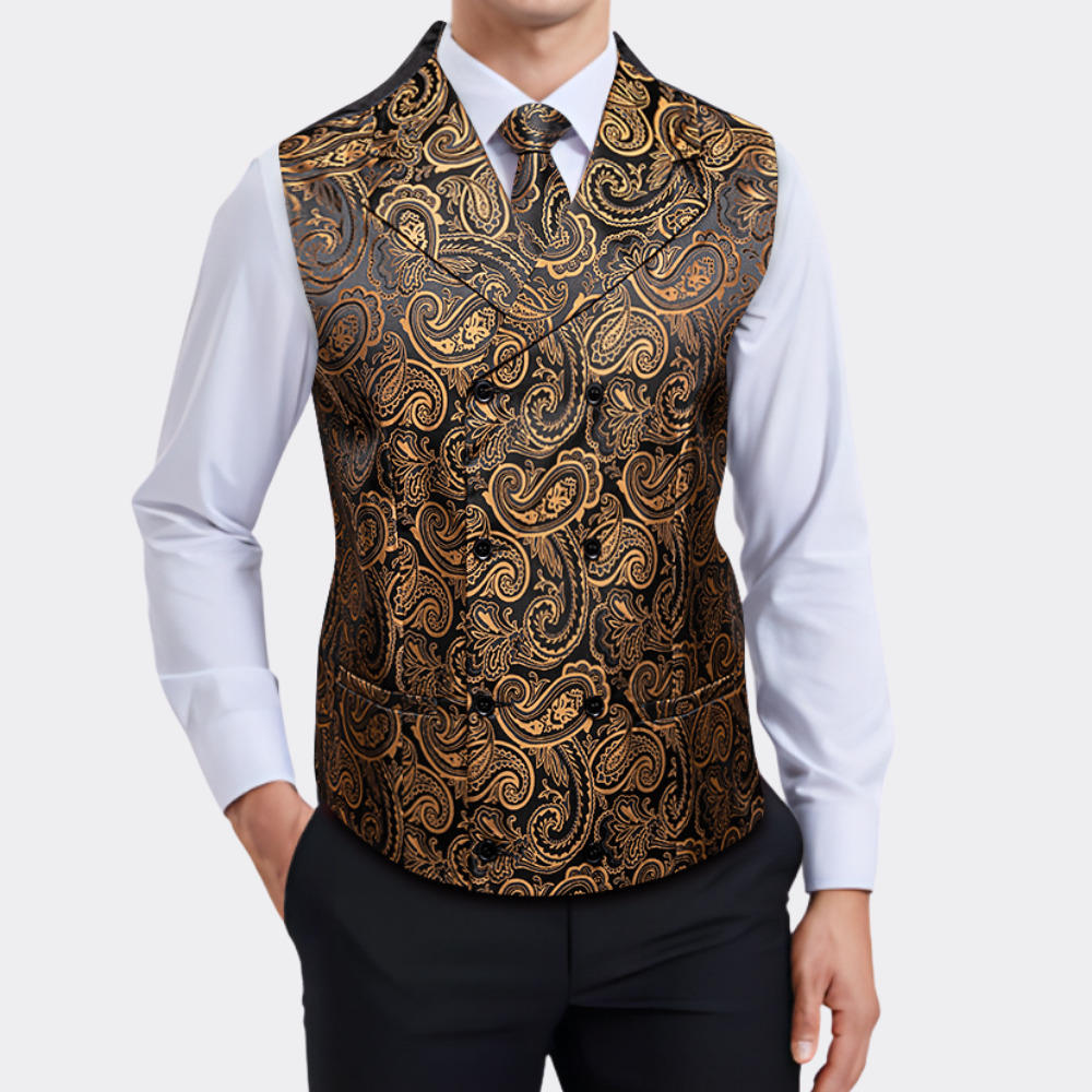 GentCrest Black Paisley Vest Set - Image 1