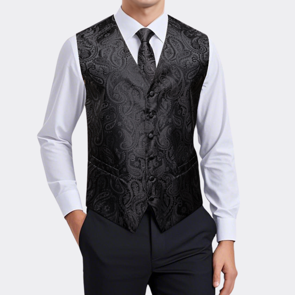 GentCrest Black Paisley Vest Set - Image 1