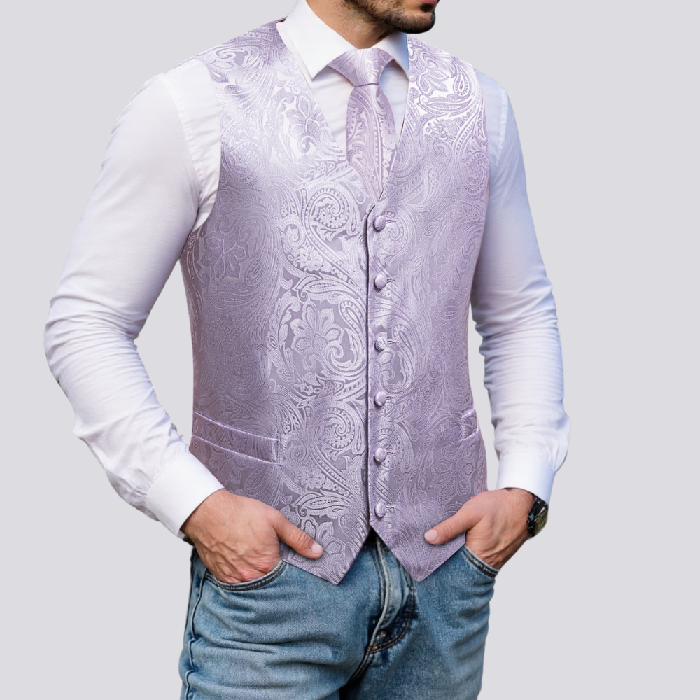 GentCrest Purple Paisley Vest Set - Image 1
