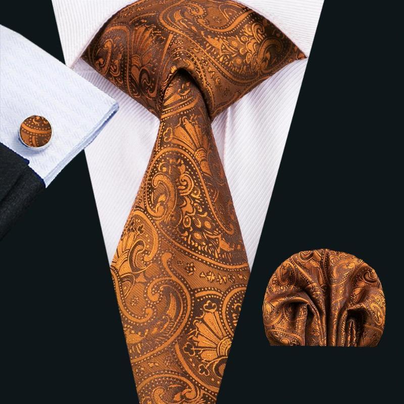 Copper Paisley Silk Tie Set - GentCrest