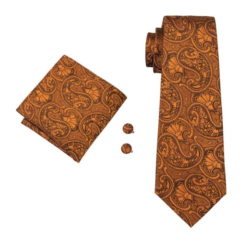 Copper Paisley Silk Tie Set - GentCrest - View 2