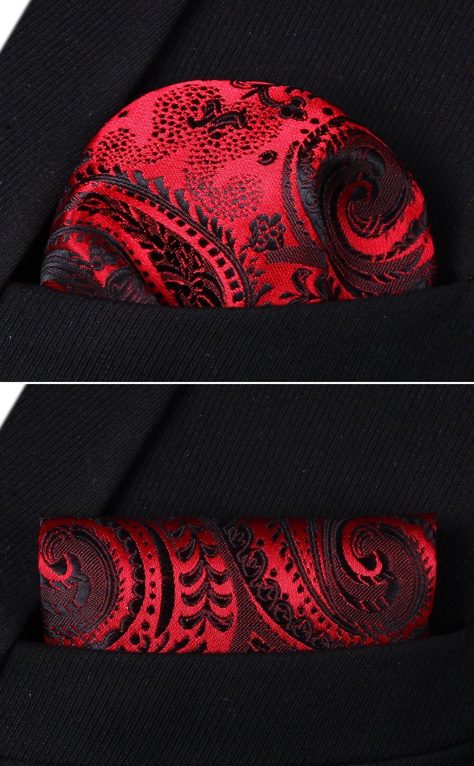 Red Paisley Silk Tie and Pocket Square Silk Tie Set - GentCrest - View 4