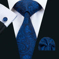 Royal Blue Paisley Silk Tie Set - GentCrest