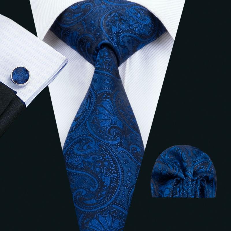 Royal Blue Paisley Silk Tie Set - GentCrest