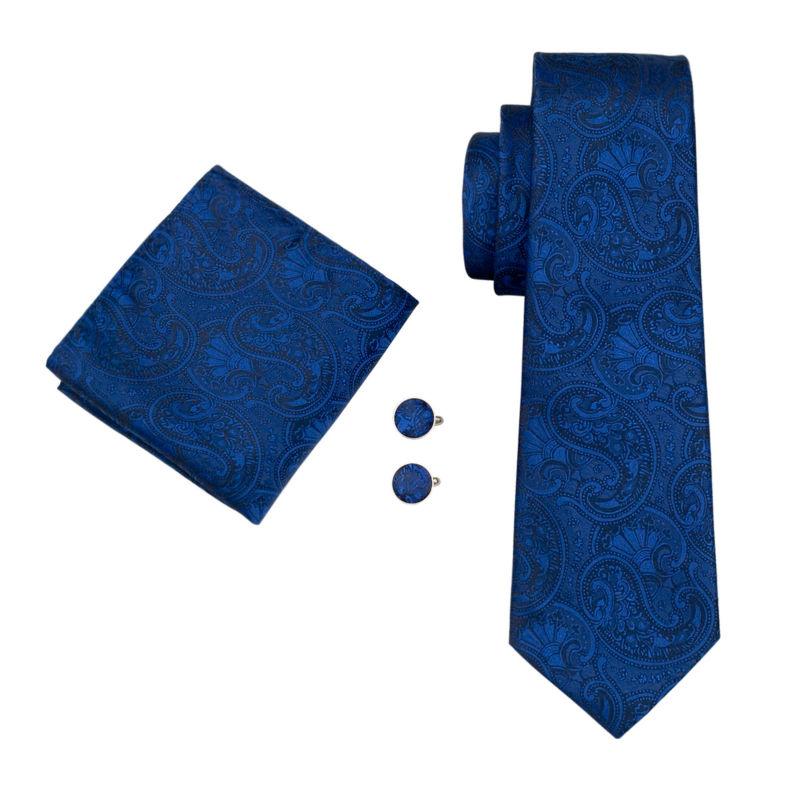 Royal Blue Paisley Silk Tie Set - GentCrest - View 2