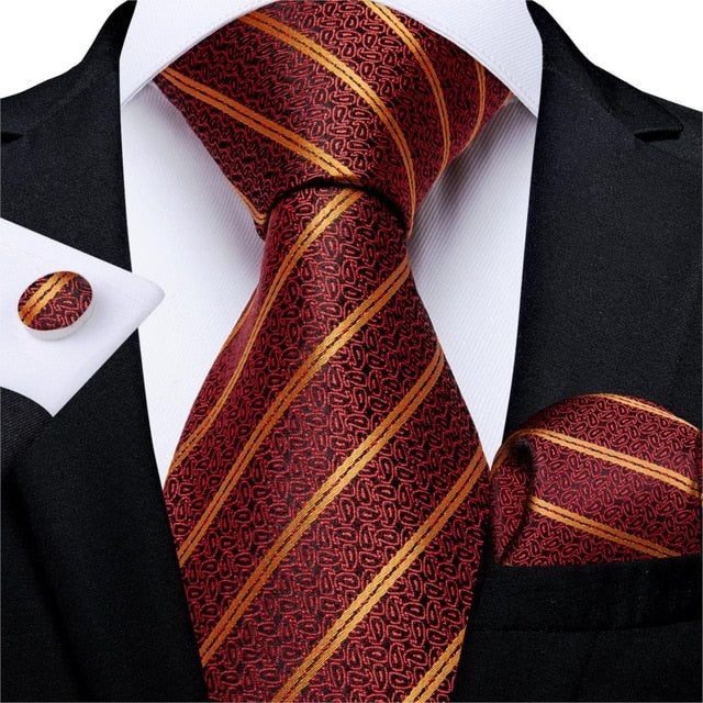 Premium Striped Paisley Silk Tie Set - GentCrest