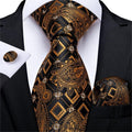 Gold and Black Luxury Silk Tie Set - GentCrest