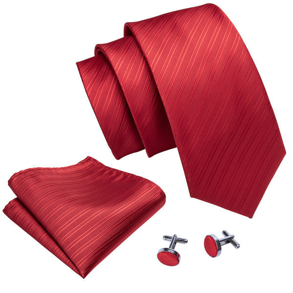 Red Lines Silk Tie Set - GentCrest - View 2
