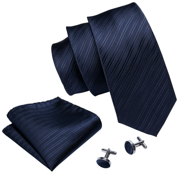 Blue Lines Silk Tie Set - GentCrest - View 2