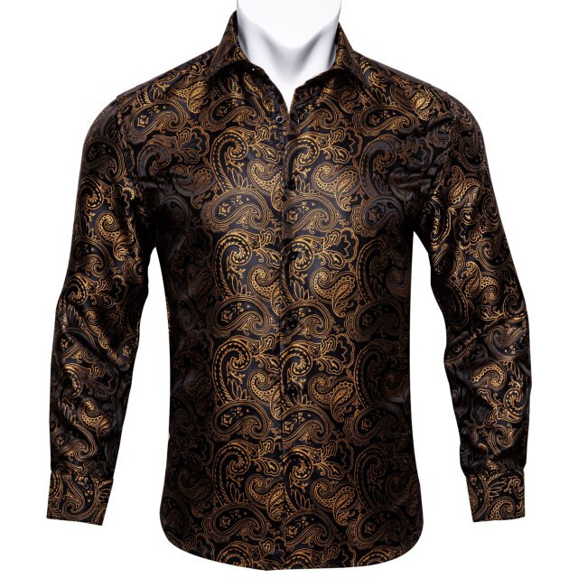 Gold and Black Paisley Dress Shirt - GentCrest