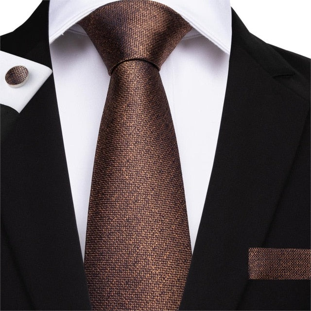 Sparkle Brown Silk Tie Set - GentCrest
