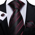 Black and Red Premium Silk Tie Set - GentCrest