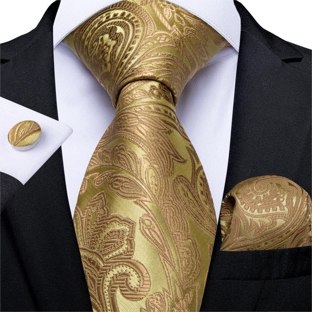 Antique Gold Silk Tie Set - GentCrest