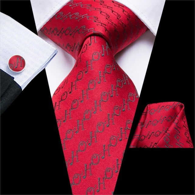 HoHoHo On Red Silk Tie Set - GentCrest