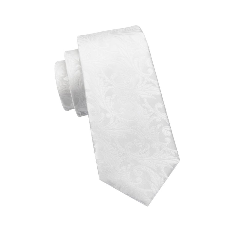 Silver White Floral Silk XL Silk Tie Set - GentCrest - View 3